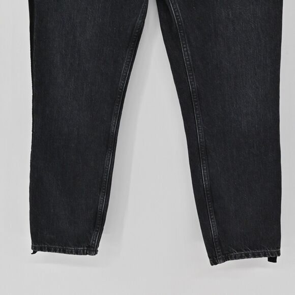 ZARA Jeans Womens Size 6 Black Velvet Side Stripe Premium Denim Tapered Leg Goth - Picture 3 of 11